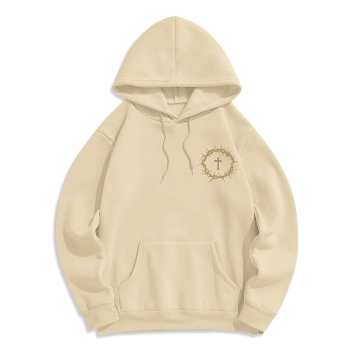 Christianartworkshop Sudadera con capucha de poliéster forrada de felpa con diseño de cruz de espinas y la frase "Fe sobre el miedo" - image 20