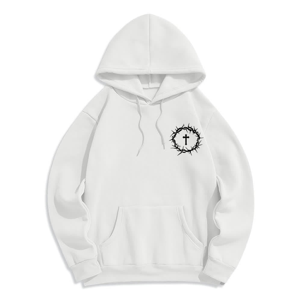 Christianartworkshop Sudadera con capucha de poliéster forrada de felpa con diseño de cruz de espinas y la frase "Fe sobre el miedo" - image 11