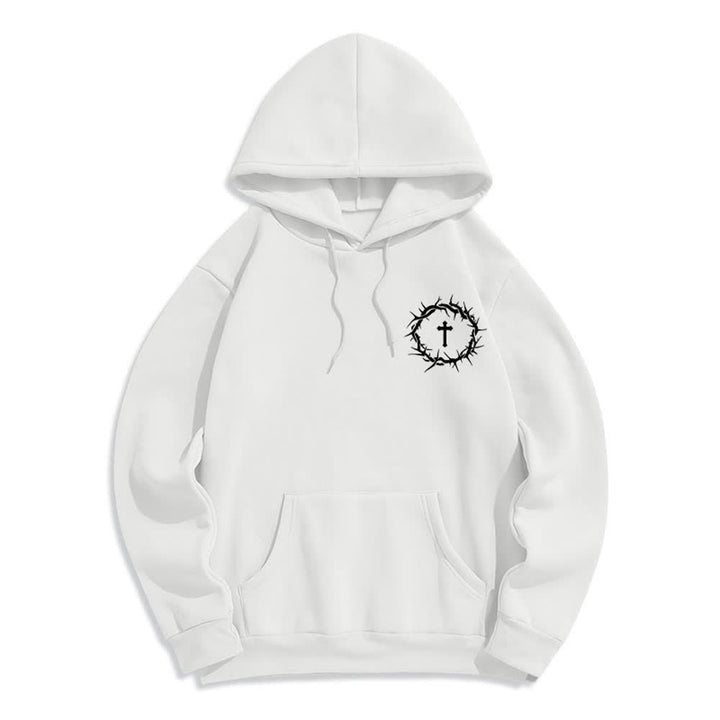 Christianartworkshop Sudadera con capucha de poliéster forrada de felpa con diseño de cruz de espinas y la frase "Fe sobre el miedo" - image 11