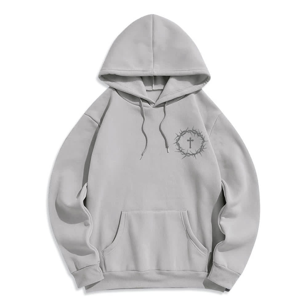 Christianartworkshop Sudadera con capucha de poliéster forrada de felpa con diseño de cruz de espinas y la frase "Fe sobre el miedo" - image 14