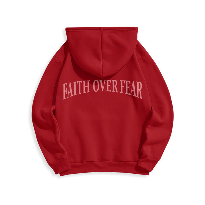Christianartworkshop Sudadera con capucha de poliéster forrada de felpa con diseño de cruz de espinas y la frase "Fe sobre el miedo" - image 22