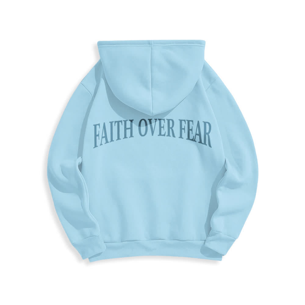 Christianartworkshop Sudadera con capucha de poliéster forrada de felpa con diseño de cruz de espinas y la frase "Fe sobre el miedo" - image 16