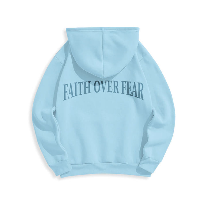 Christianartworkshop Sudadera con capucha de poliéster forrada de felpa con diseño de cruz de espinas y la frase "Fe sobre el miedo" - image 16