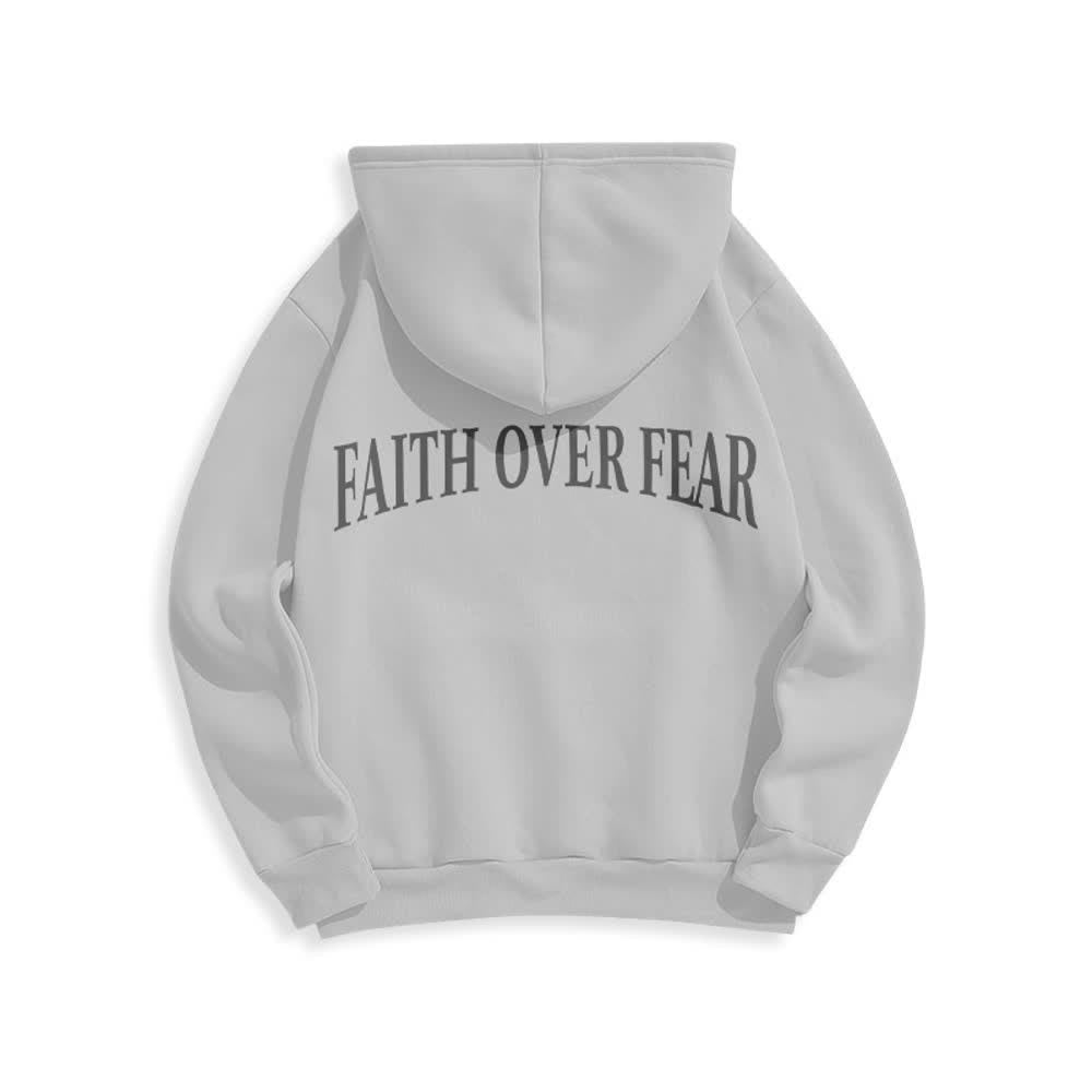 Christianartworkshop Sudadera con capucha de poliéster forrada de felpa con diseño de cruz de espinas y la frase "Fe sobre el miedo" - image 13