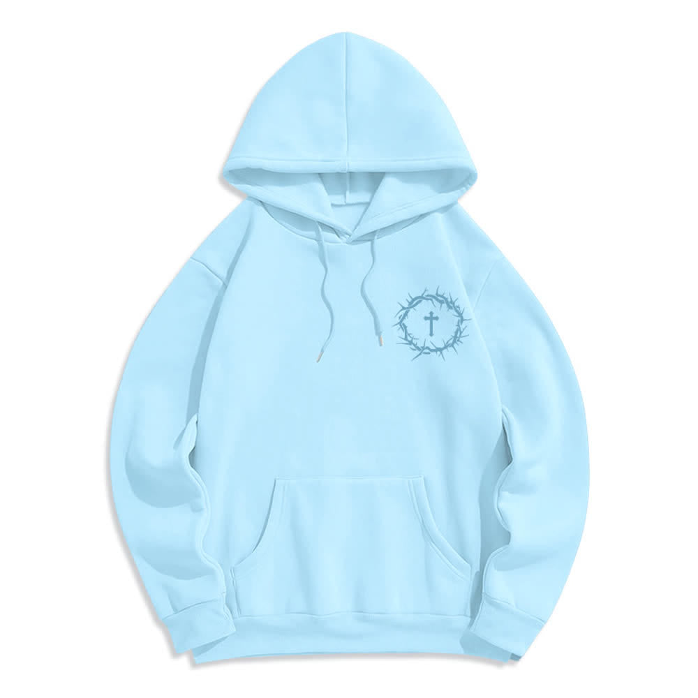 Christianartworkshop Sudadera con capucha de poliéster forrada de felpa con diseño de cruz de espinas y la frase "Fe sobre el miedo" - image 17