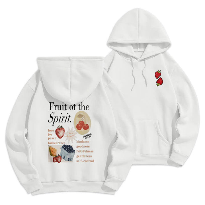 Christianartworkshop Sudadera con capucha de poliéster forrada de felpa con estampado de fresas Fruit Of the Spirit - Blanco - 2XL - image 0