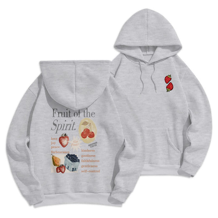 Christianartworkshop Sudadera con capucha de poliéster forrada de felpa con estampado de fresas Fruit Of the Spirit - Gris  - 2XL - image 3