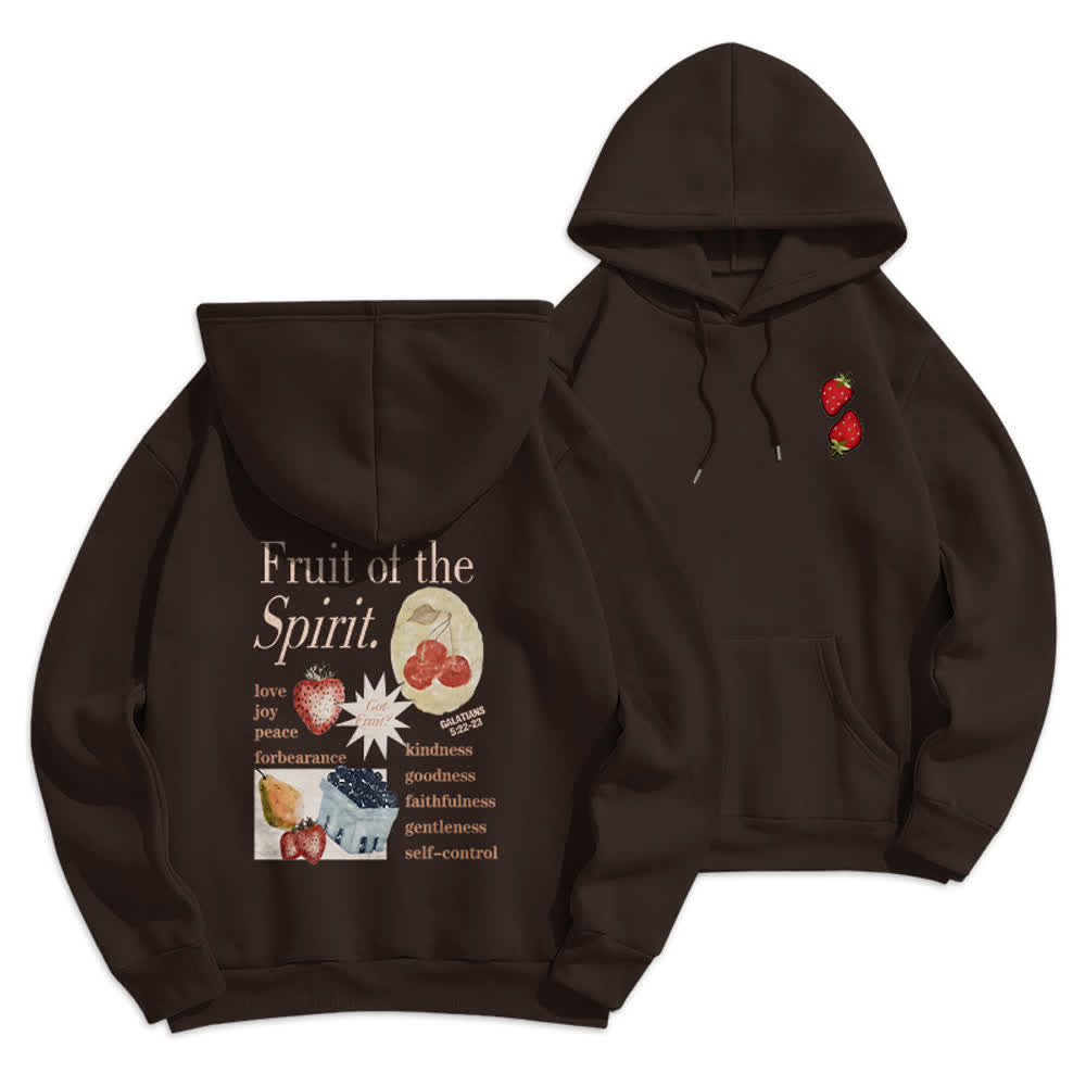 Christianartworkshop Sudadera con capucha de poliéster forrada de felpa con estampado de fresas Fruit Of the Spirit - Marrón - 2XL - image 12