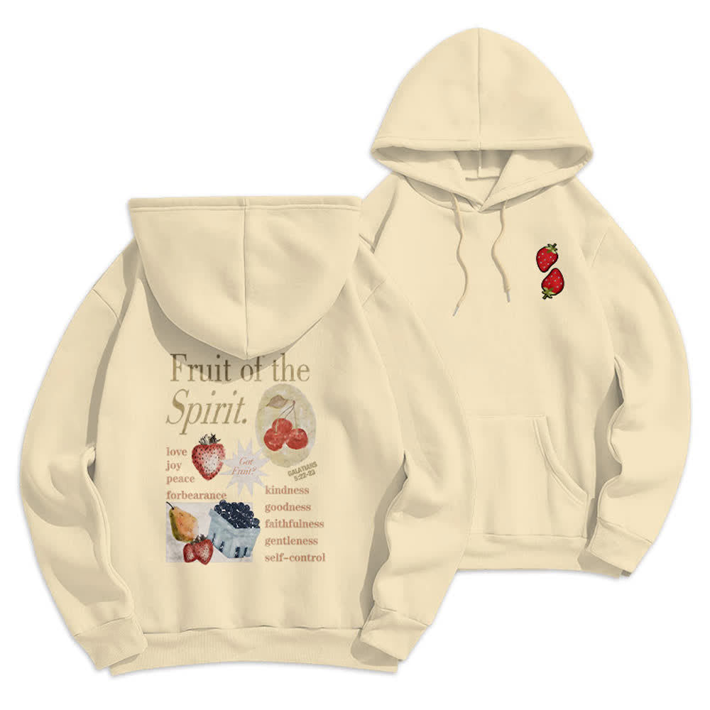 Christianartworkshop Sudadera con capucha de poliéster forrada de felpa con estampado de fresas Fruit Of the Spirit - Beige - 2XL - image 9