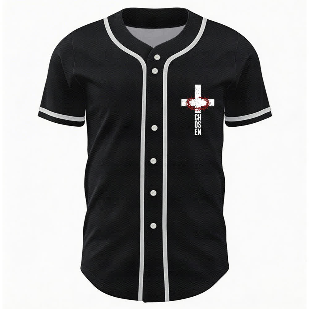 Christianartworkshop Camiseta de béisbol con botones y malla de la Cruz de Jesús - image 2