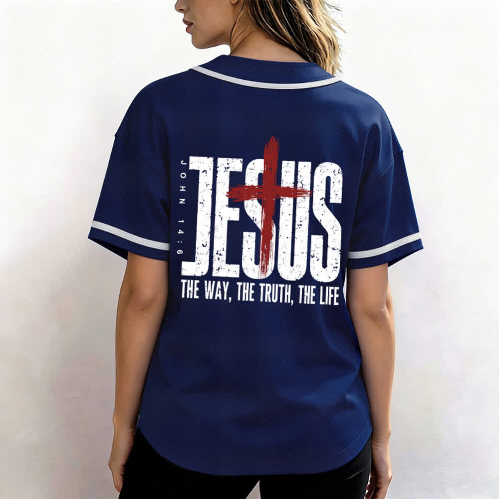 Christianartworkshop Jesús EL CAMINO LA VERDAD LA VIDA Camiseta de béisbol con botones - image 38