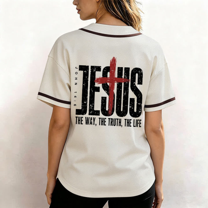 Christianartworkshop Jesús EL CAMINO LA VERDAD LA VIDA Camiseta de béisbol con botones - image 24