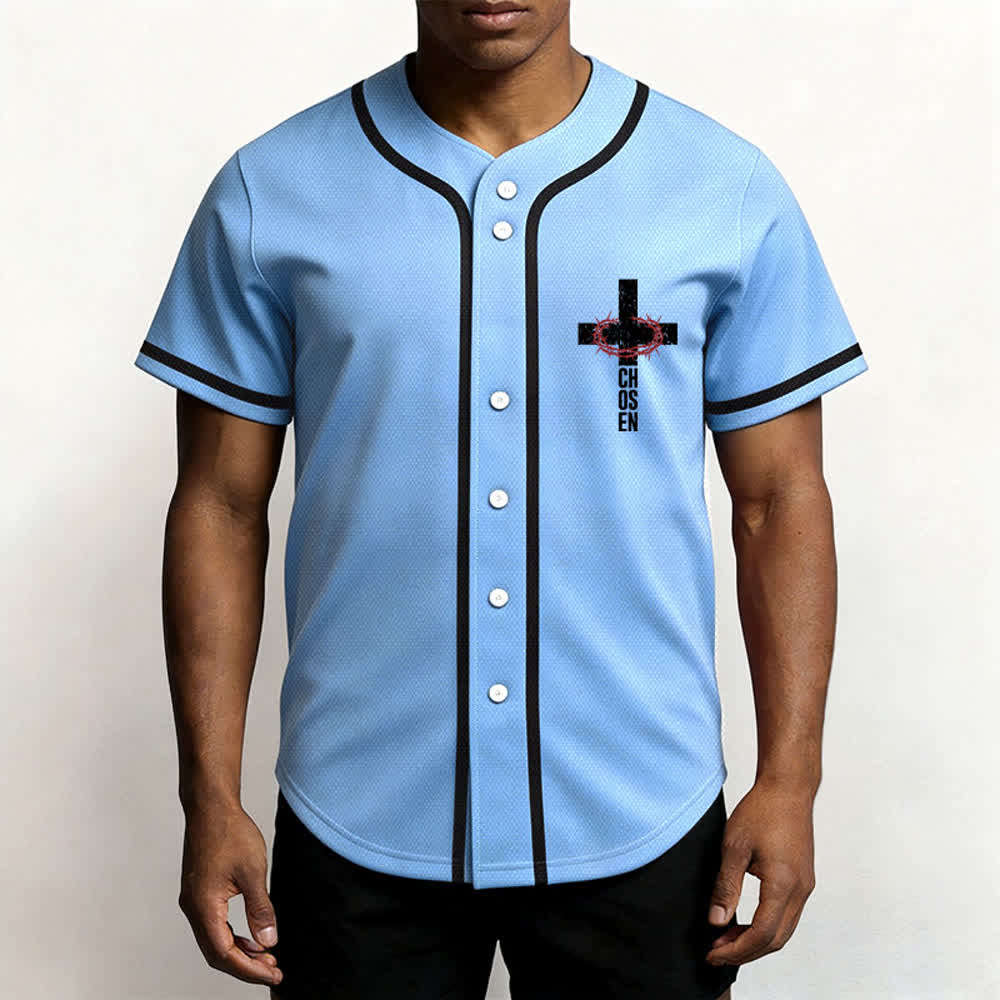 Christianartworkshop Camiseta de béisbol con botones y malla de la Cruz de Jesús - image 55