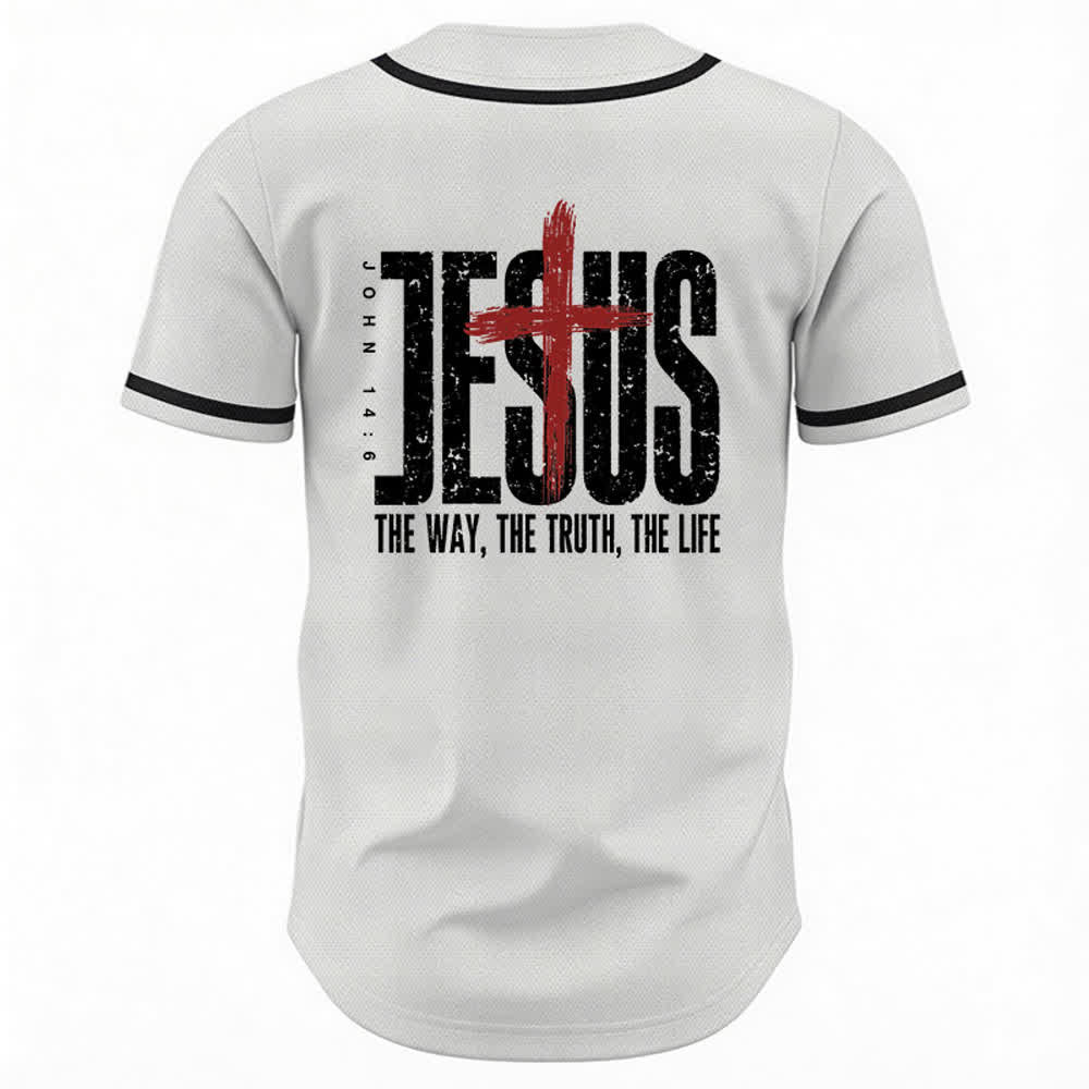 Christianartworkshop Camiseta de béisbol con botones y malla de la Cruz de Jesús - image 8