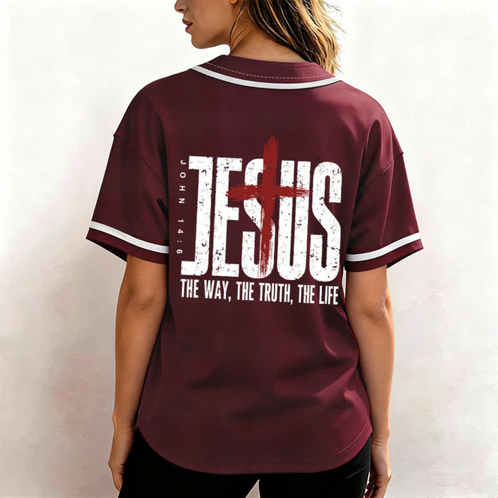 Christianartworkshop Jesús EL CAMINO LA VERDAD LA VIDA Camiseta de béisbol con botones - image 17