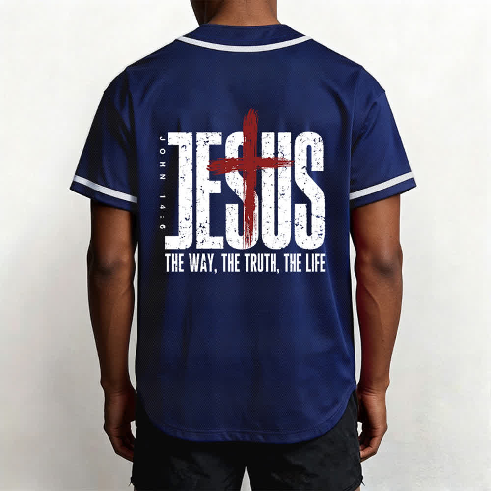 Christianartworkshop Jesús EL CAMINO LA VERDAD LA VIDA Camiseta de béisbol con botones - image 40