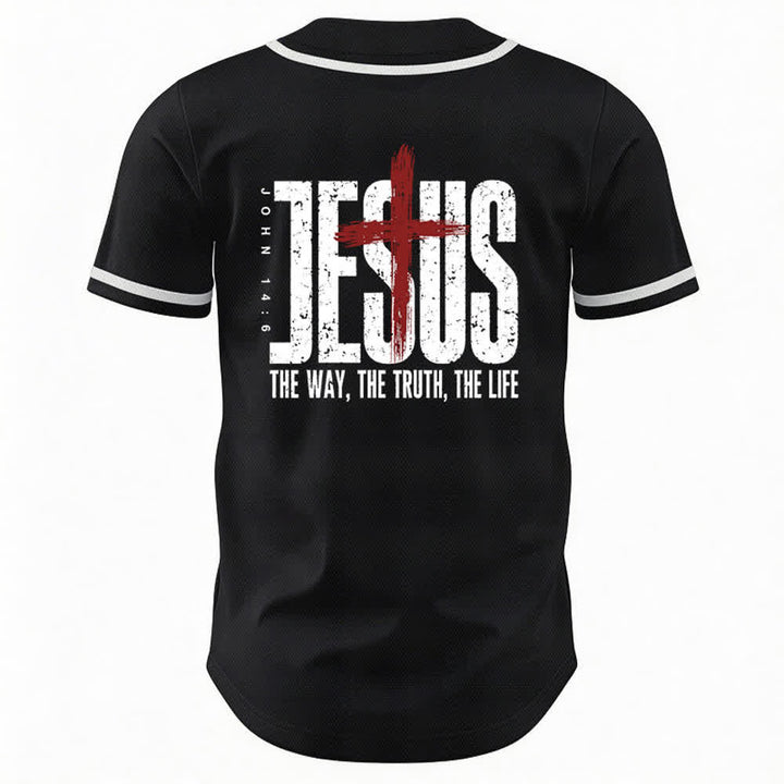 Christianartworkshop Jesús EL CAMINO LA VERDAD LA VIDA Camiseta de béisbol con botones - image 1