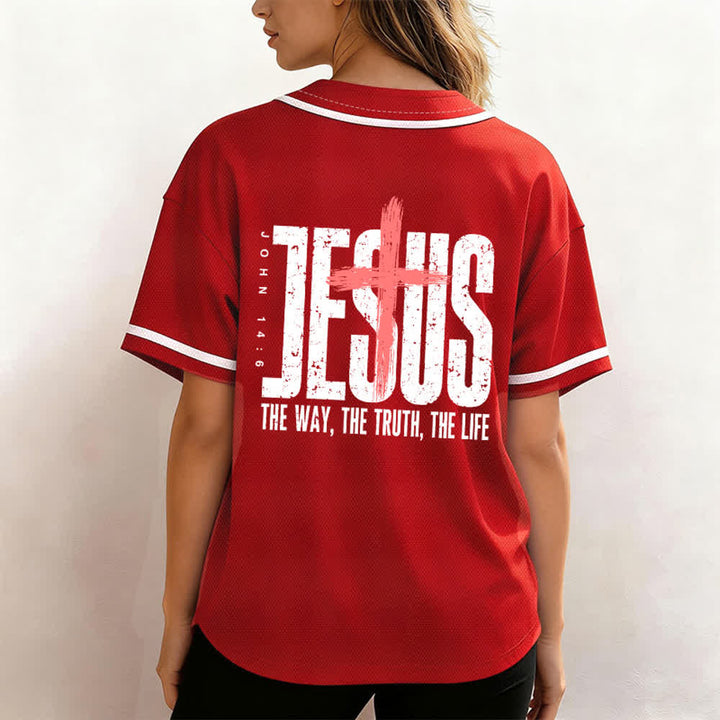 Christianartworkshop Jesús EL CAMINO LA VERDAD LA VIDA Camiseta de béisbol con botones - image 45