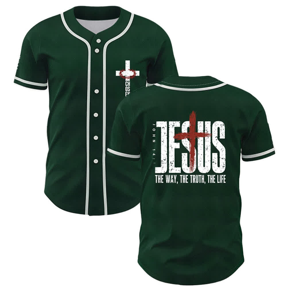 Christianartworkshop Jesús EL CAMINO LA VERDAD LA VIDA Camiseta de béisbol con botones - Verde - 5XL - image 28