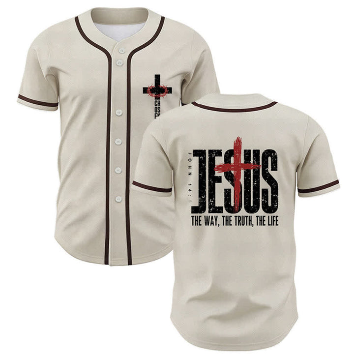 Christianartworkshop Jesús EL CAMINO LA VERDAD LA VIDA Camiseta de béisbol con botones - Beige - 5XL - image 21