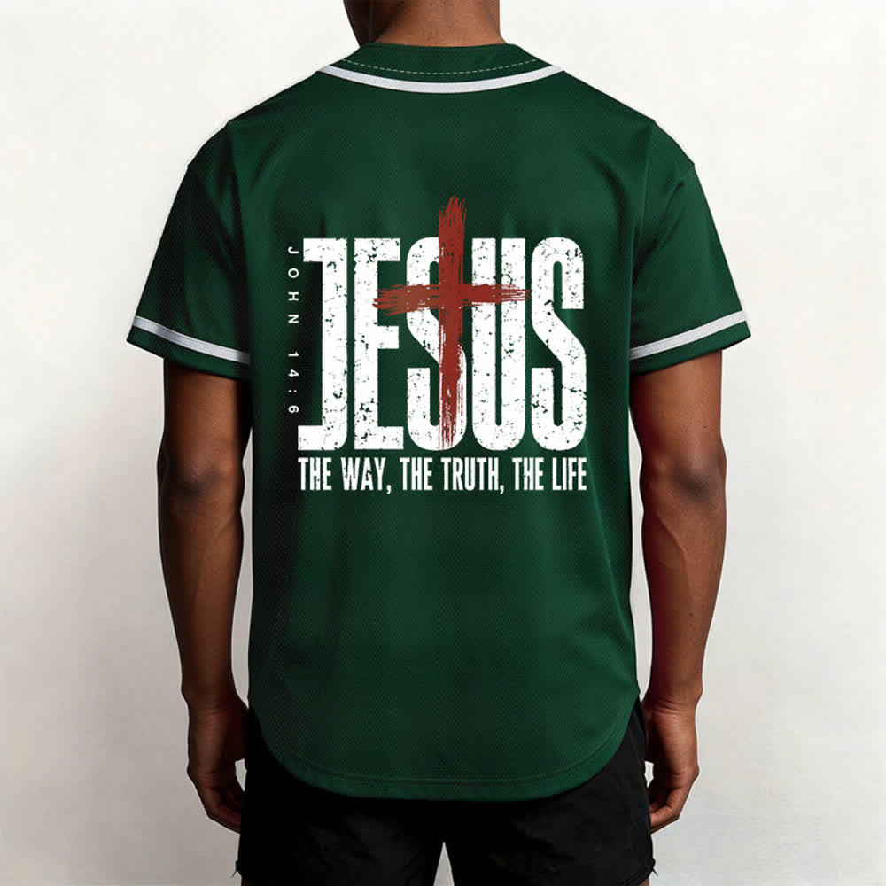 Christianartworkshop Jesús EL CAMINO LA VERDAD LA VIDA Camiseta de béisbol con botones - image 33