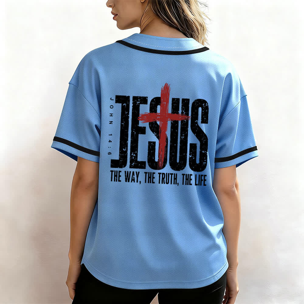 Christianartworkshop Camiseta de béisbol con botones y malla de la Cruz de Jesús - image 52