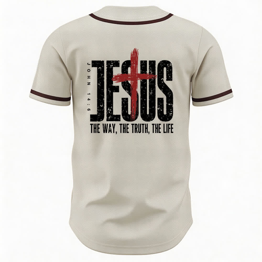 Christianartworkshop Jesús EL CAMINO LA VERDAD LA VIDA Camiseta de béisbol con botones - image 22