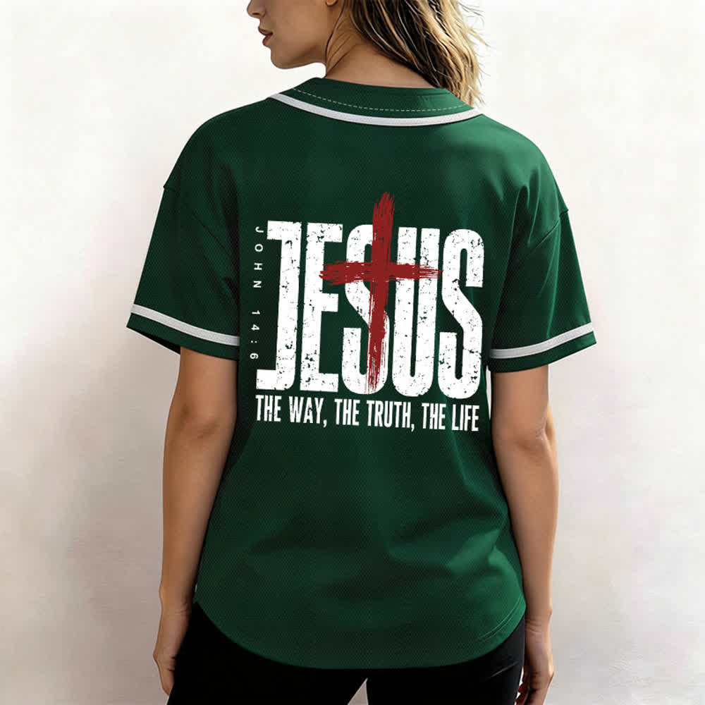 Christianartworkshop Jesús EL CAMINO LA VERDAD LA VIDA Camiseta de béisbol con botones - image 31