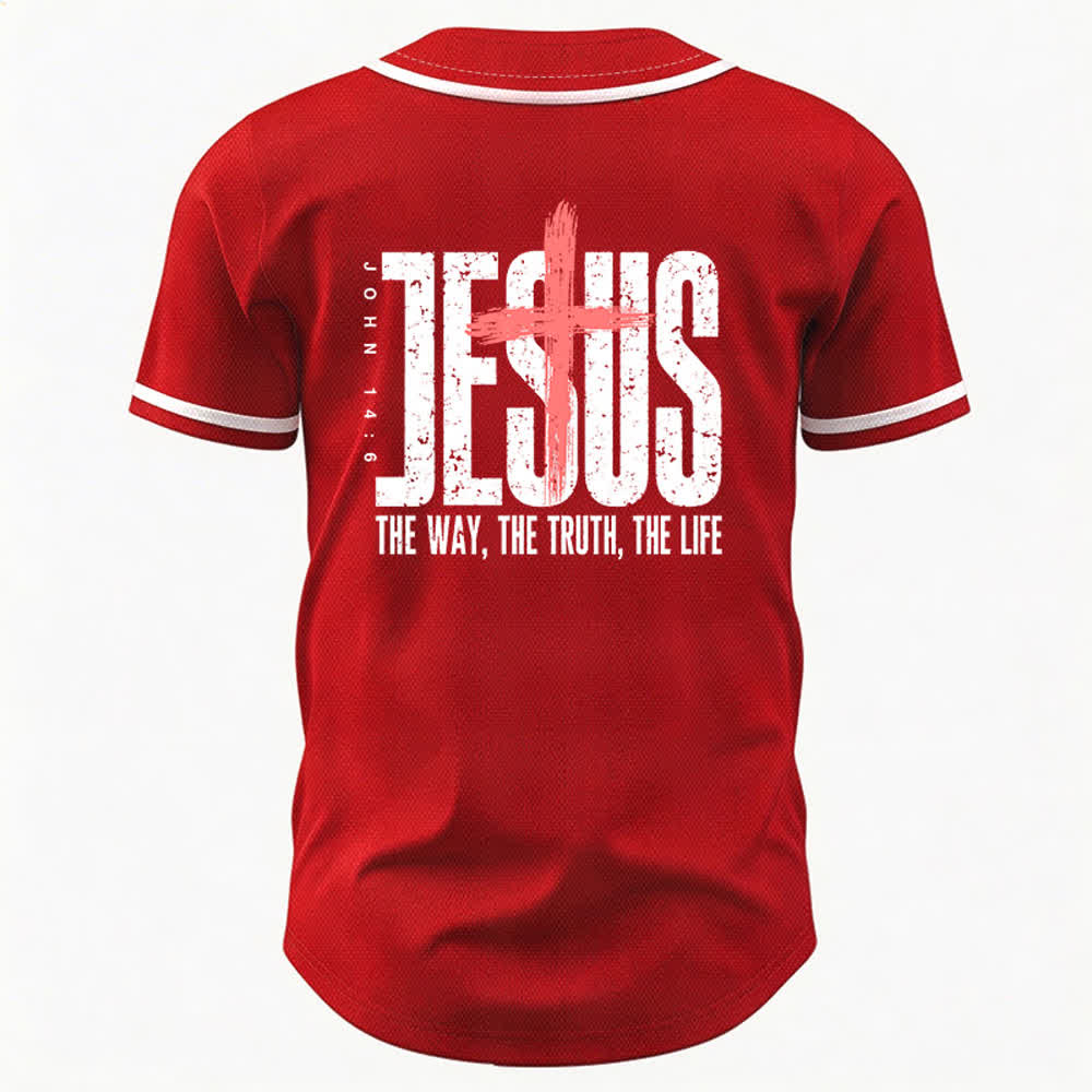 Christianartworkshop Camiseta de béisbol con botones y malla de la Cruz de Jesús - image 43