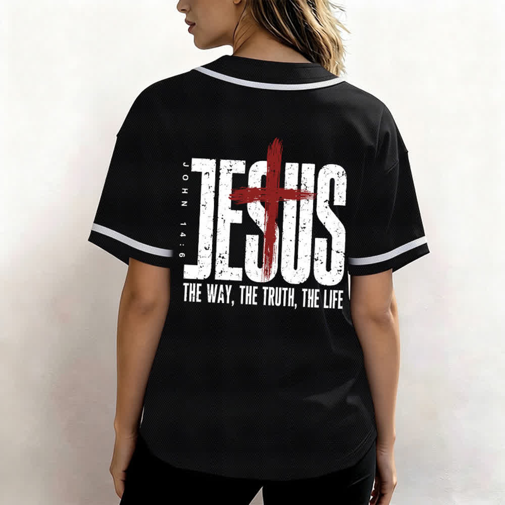 Christianartworkshop Jesús EL CAMINO LA VERDAD LA VIDA Camiseta de béisbol con botones - image 3