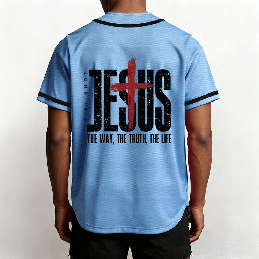 Christianartworkshop Jesús EL CAMINO LA VERDAD LA VIDA Camiseta de béisbol con botones - image 54
