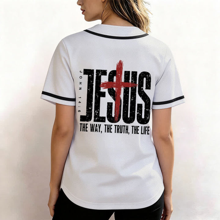 Christianartworkshop Jesús EL CAMINO LA VERDAD LA VIDA Camiseta de béisbol con botones - image 10