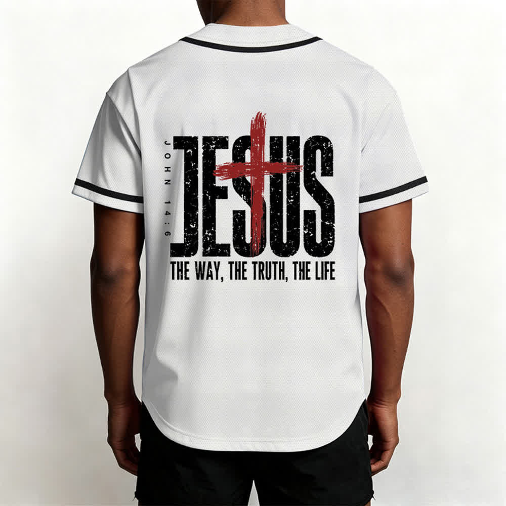 Christianartworkshop Camiseta de béisbol con botones y malla de la Cruz de Jesús - image 12