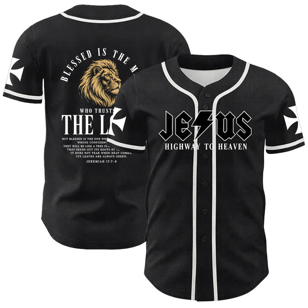 Christianartworkshop Jesús Camino al Cielo Jeremías 17:7-8 Camiseta de béisbol - Blanco - 5XL - image 7