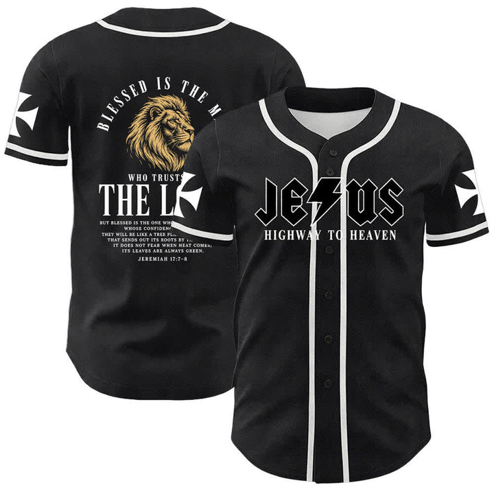 Christianartworkshop Jesús Camino al Cielo Jeremías 17:7-8 Camiseta de béisbol - Blanco - 5XL - image 7