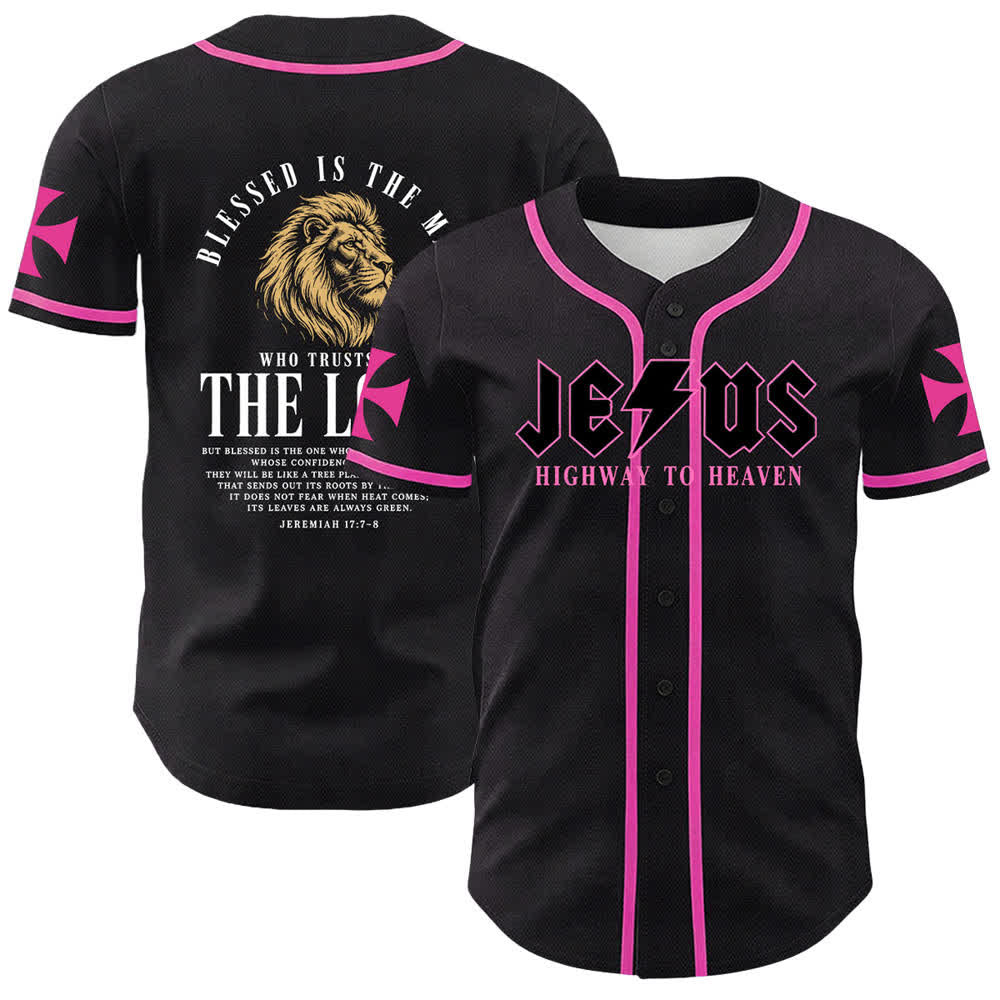 Christianartworkshop Jesús Camino al Cielo Jeremías 17:7-8 Camiseta de béisbol - Rosa - 5XL - image 21