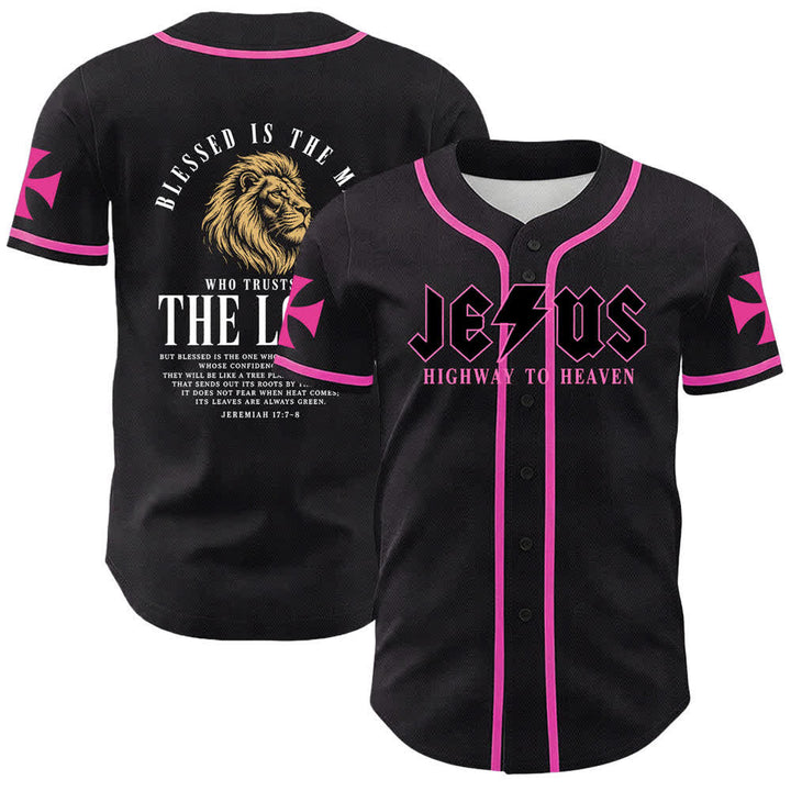 Christianartworkshop Jesús Camino al Cielo Jeremías 17:7-8 Camiseta de béisbol - Rosa - 5XL - image 21