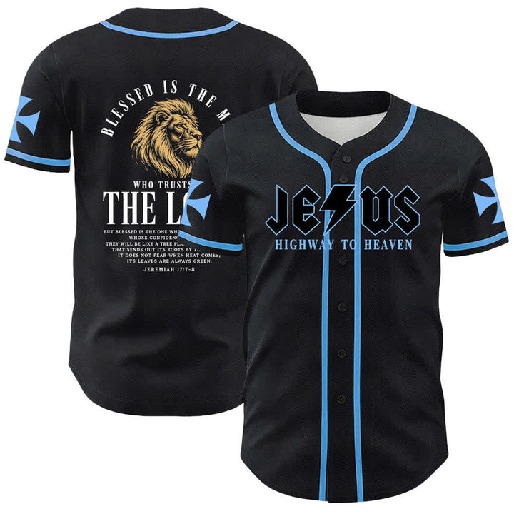 Christianartworkshop Jesús Camino al Cielo Jeremías 17:7-8 Camiseta de béisbol - Azul cielo - 5XL - image 42