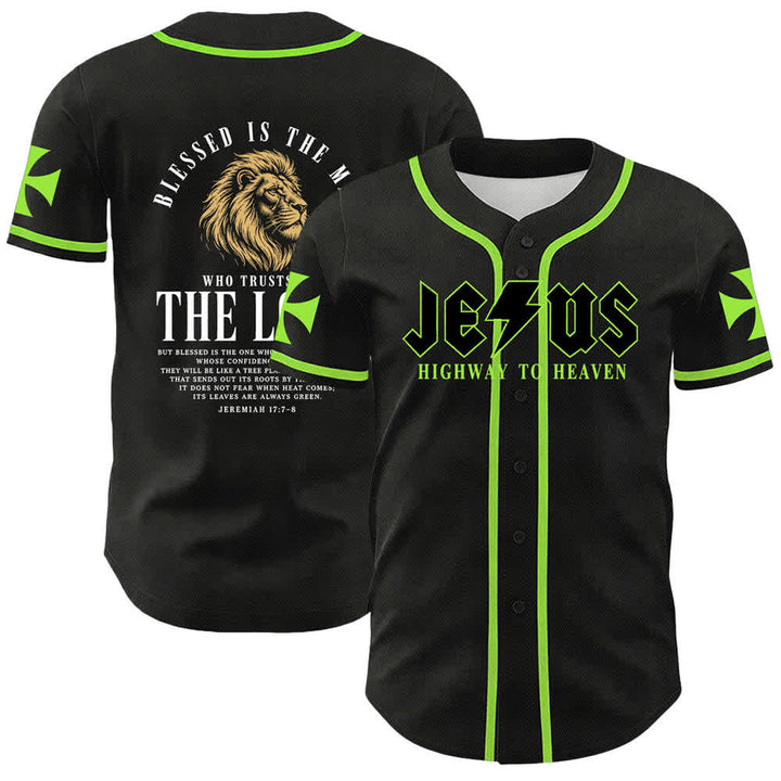 Christianartworkshop Jesús Camino al Cielo Jeremías 17:7-8 Camiseta de béisbol - Verde - 5XL - image 56