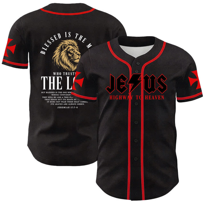 Christianartworkshop Jesús Camino al Cielo Jeremías 17:7-8 Camiseta de béisbol - Rojo - 5XL - image 14