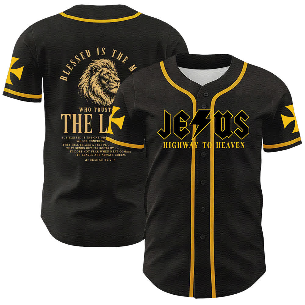 Christianartworkshop Camiseta de béisbol con la frase "El camino de Jesús al cielo" de Jeremías 17:7-8 - Amarillo - 5XL - image 0