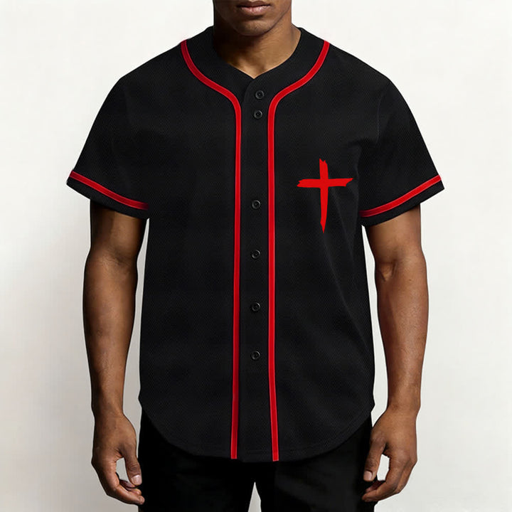 Camiseta de béisbol con ribete de contraste y cruz "Fe sobre el miedo" de Christianartworkshop - image 27
