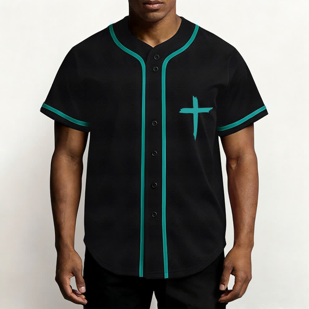 Camiseta de béisbol con ribete de contraste y cruz "Fe sobre el miedo" de Christianartworkshop - image 34