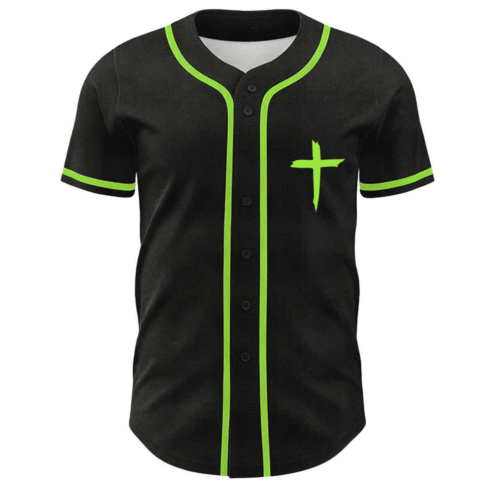 Camiseta de béisbol con ribete de contraste y cruz "Fe sobre el miedo" de Christianartworkshop - image 37