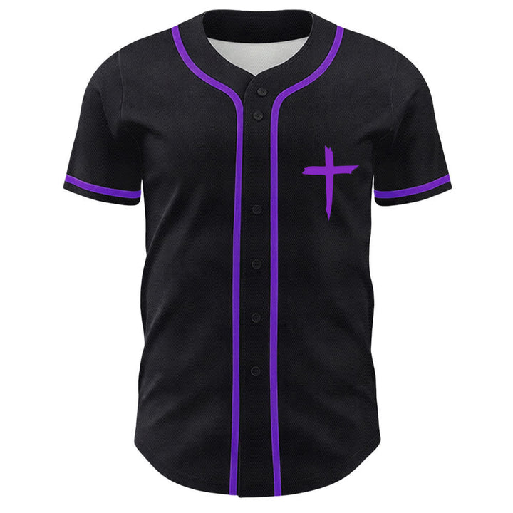 Camiseta de béisbol con ribete de contraste y cruz "Fe sobre el miedo" de Christianartworkshop - image 51