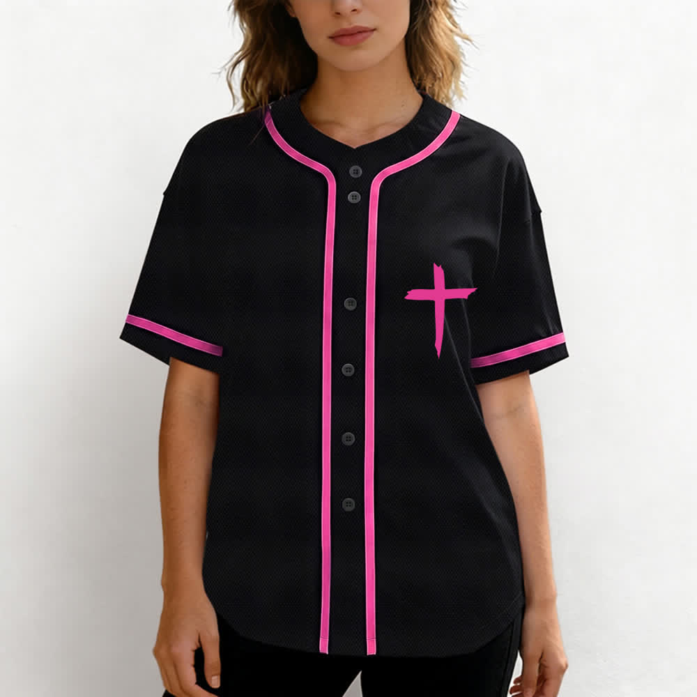 Camiseta de béisbol con ribete de contraste y cruz "Fe sobre el miedo" de Christianartworkshop - image 11