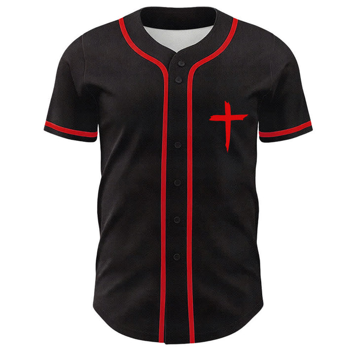 Camiseta de béisbol con ribete de contraste y cruz "Fe sobre el miedo" de Christianartworkshop - image 25