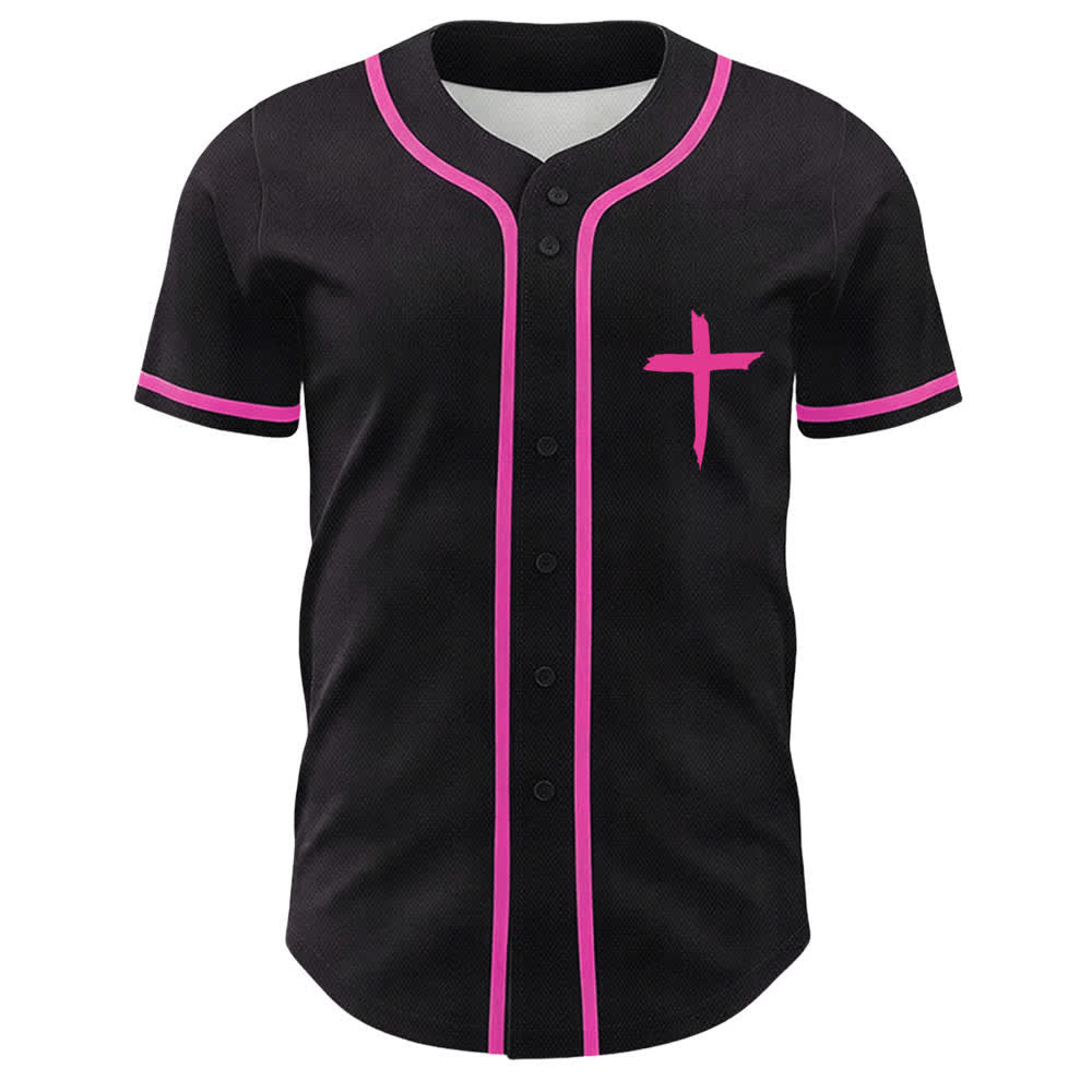 Camiseta de béisbol con ribete de contraste y cruz "Fe sobre el miedo" de Christianartworkshop - image 9