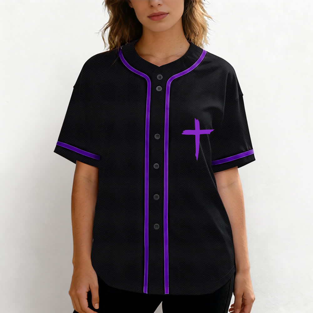 Camiseta de béisbol con ribete de contraste y cruz "Fe sobre el miedo" de Christianartworkshop - image 53
