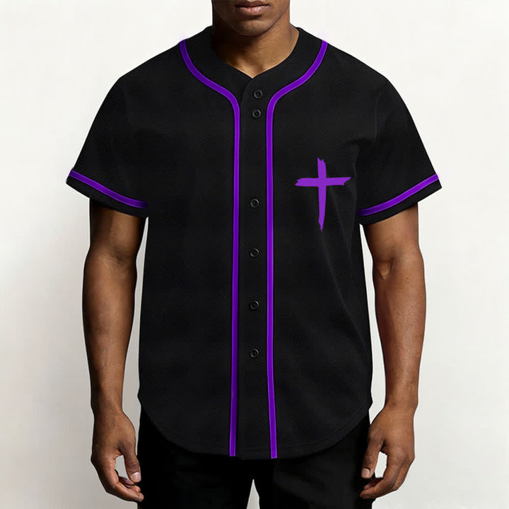 Camiseta de béisbol con ribete de contraste y cruz "Fe sobre el miedo" de Christianartworkshop - image 55